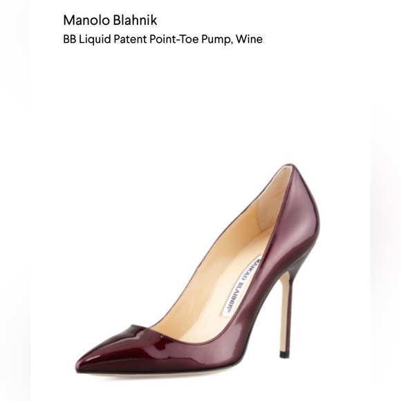 Manolo Blahnik - Wine Point-Toe Pumps - Picture 1 of 11